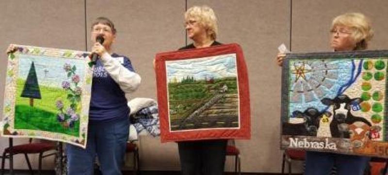 These ladies entered quilts in the Nebraska 150 Quilt Competition
